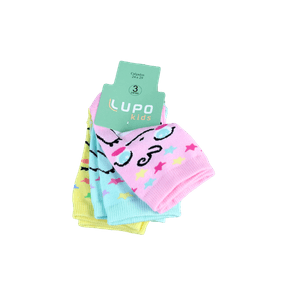 Kit Meia Cano Curto LUPO Infantil Menina